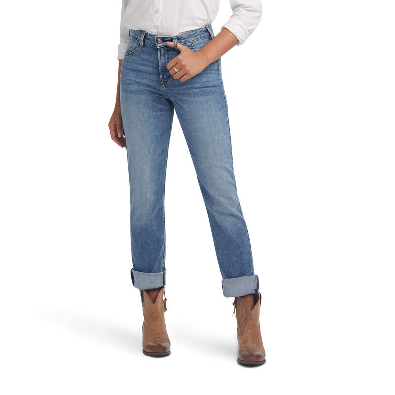 Pantalones Vaqueros Ariat Premium High Rise Stretch Straight Azules Mujer - Chile 850-FTAXBM